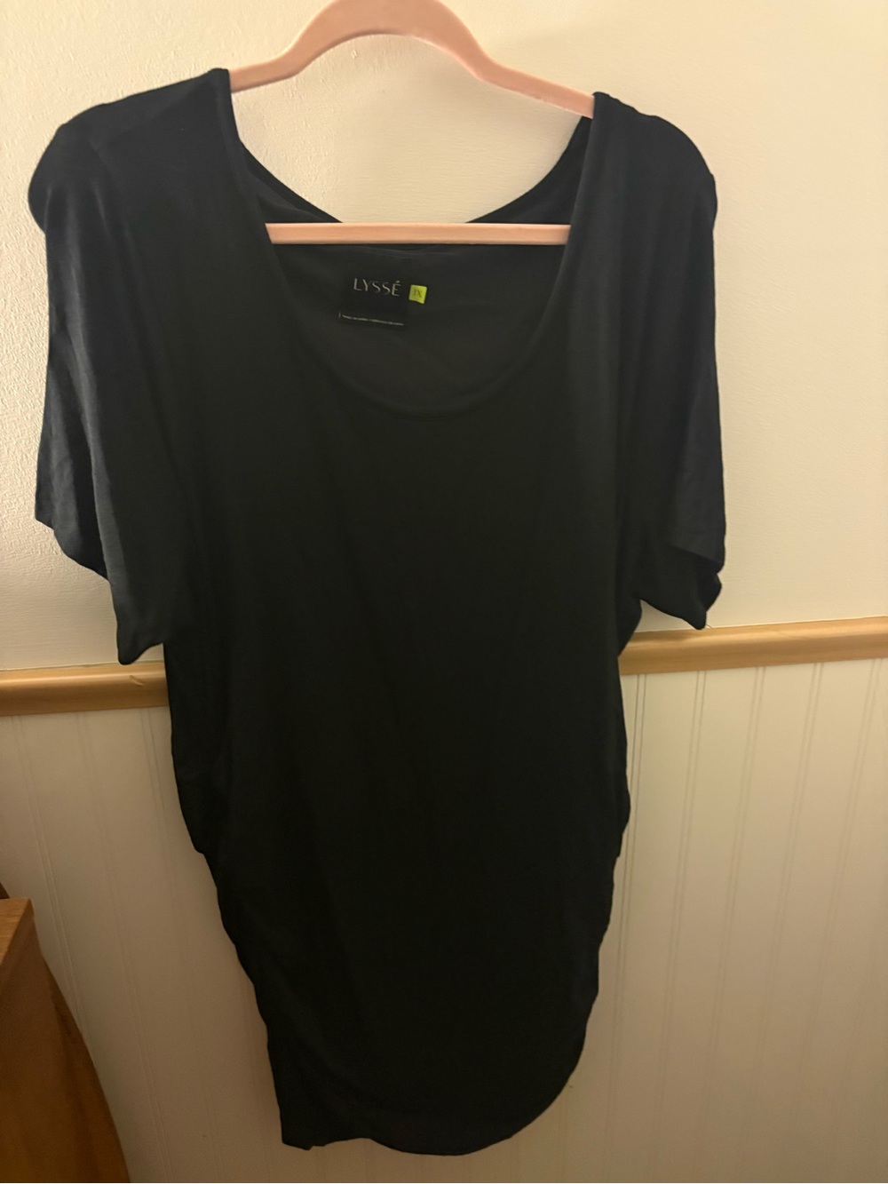Lysse Womens 1X Black Short Sleeve Scoop Neck Tunic Top Plus Size